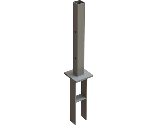 Stützpfosten aus Metall mit quadratischem Querschnitt und Montageplatte