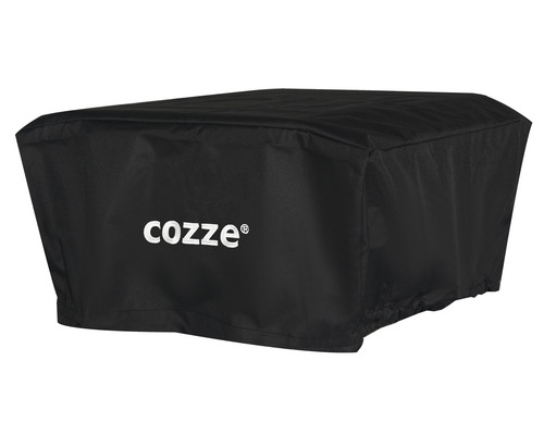 Schwarze Schutzhülle mit Cozze Logo für Grills