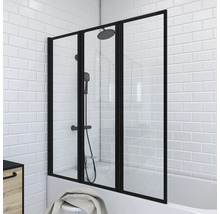 Badewannenfaltwand Aurlane Triple 3-teilig 1250x1430 mm Echtglas Klar hell schwarz-thumb-1 Badewannenfaltwand Aurlane Triple 3-teilig 1250x1430 mm Echtglas Klar hell schwarz-thumb-1