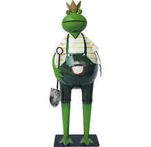 Gartenfigur Lafiora Frosch mit Schaufel Metall 45 cm gelb/grün