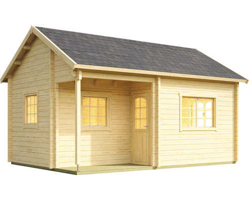Holzgartenhaus mit Fenstern und Tür