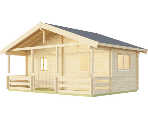 Holzgartenhaus mit Veranda, Fenster und Türen