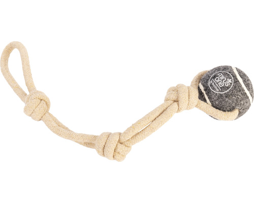 Hund Spielzeug beeztees Minus one Tennisball Seil mit Handschlaufe 39 x 6,3 cm Hundespielzeug aus Seil mit Tennisball