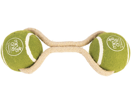 Hundespielzeug mit zwei Tennisbällen und Seil