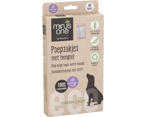 Kotbeutel beeztees Minus one Kotbeutell und Halter 60 St. Lavendelduft Verpackung Hundebeutel mit Griff, 60 Stück