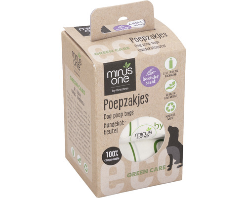 Minus One Hundekotbeutel mit Lavendelduft in einer Verpackung