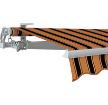 SOLUNA Gelenkarmmarkise Concept 4x2 Stoff Dessin 6363 Gestell Silber E6EV1 eloxiert Antrieb links inkl. Kurbel