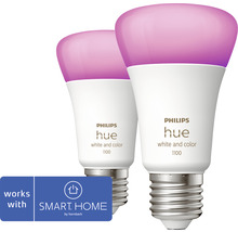 Philips hue Lampe White & Color Ambiance A60 dimmbar matt 2x E27/9W(75W) 1100 lm RGBW 2000K-6500 K 2 Stück - Kompatibel mit SMART HOME by hornbach-thumb-0