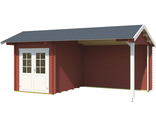 Gartenhaus aus Holz mit Doppeltür und Anbau