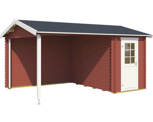 Holzgartenhaus mit Vordach und einer Tür