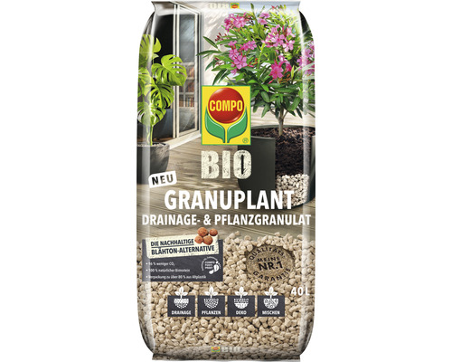 BIO Granuplant Drainage- & Pflanzgranulat Compo 40 L 100% natürlicher Bimsstein nachhaltige Blähton Alternative