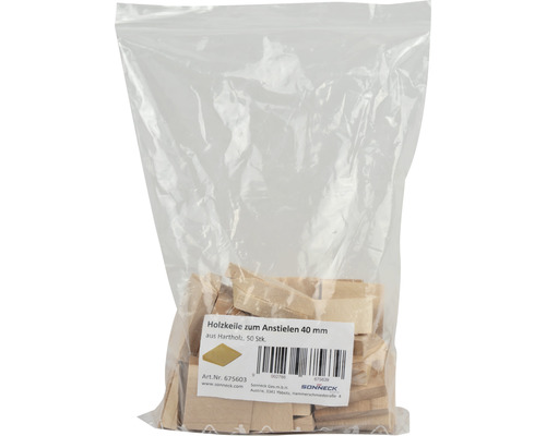 Holzkeile zum Anstielen 40 mm aus Hartholz in einer Verpackung