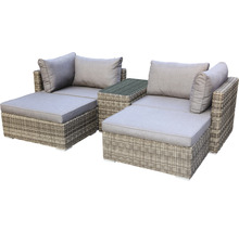Gartenmöbel Set aus Rattan mit Polster und Ablage