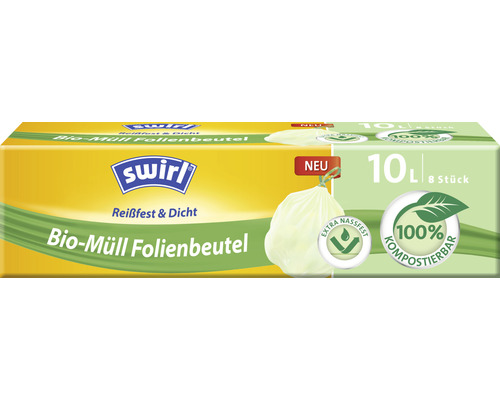 Bio-Müllbeutel mit Zuziehband Swirl® 10 l 8 Stk. weiß