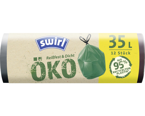 Öko-Müllbeutel mit Zuziehband Swirl® 35 l 12 Stk. grün