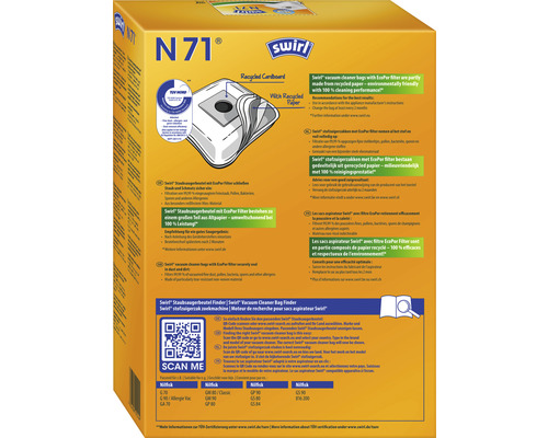 Swirl Staubsaugerbeutel N71 Packung