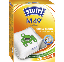 Swirl M 49 Staubsaugerbeutel für Miele, 4 Stück plus ein Filter