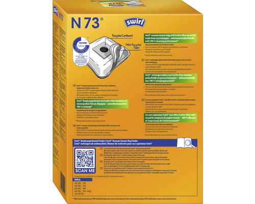 Swirl Staubsaugerbeutel N 73 im Karton