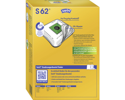 Swirl S 62 Staubsaugerbeutel Verpackung