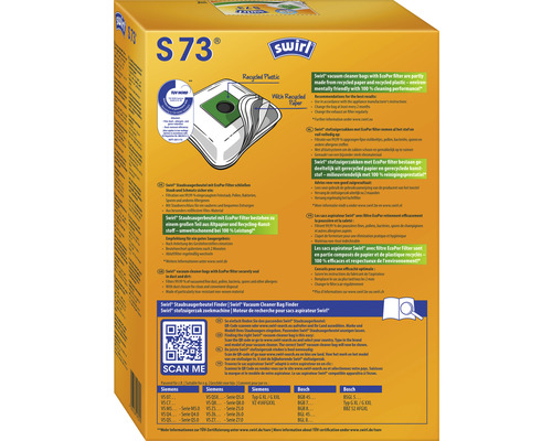Verpackung Swirl S 73 Staubsaugerbeutel mit EcoPur Filter