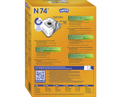 Swirl N74 Staubsaugerbeutel Verpackung aus Recyclingmaterial