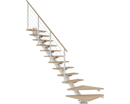 Raumspartreppe mit Holzstufen und Metallgeländer