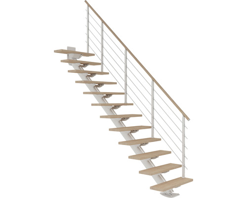 Raumspartreppe mit Holzstufen und Metallgeländer