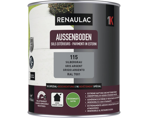 RENAULAC Aussen Bodenfarbe seidenmatt silbergrau 750 ml