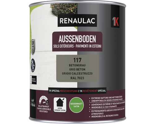 RENAULAC Aussenbodenfarbe - unempfindlich gegen stehendes Wasser seidenmatt betongrau 750 ml