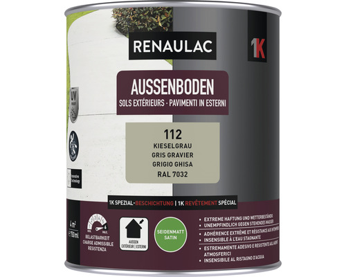 RENAULAC Aussenbodenfarbe seidenmatt kieselgrau 750 ml Renaulac Außenbodenfarbe Kieselgrau im Farbbehälter