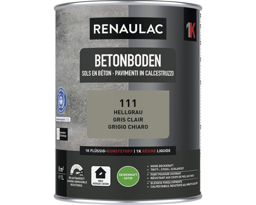 RENAULAC Betonbodenfarbe seidenmatt hellgrau 1 L Renaulac Betonboden Farbe, hellgrau, Gebinde