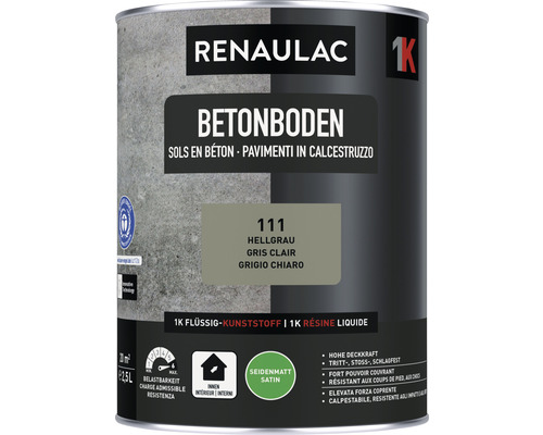 RENAULAC Betonbodenfarbe seidenmatt hellgrau 2,5 L Renaulac Betonboden Farbe, hellgrau, seidenmatt, im Gebinde