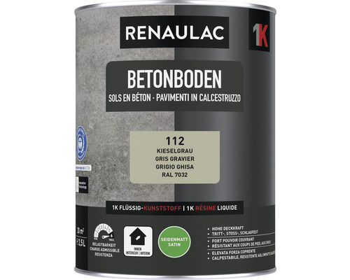 RENAULAC Betonbodenfarbe seidenmatt kiesel 2,5 L Renaulac Betonboden Farbe, 2.5 Liter Dose, geeignet für Innenräume