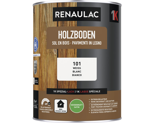 RENAULAC Holzbodenfarbe seidenmatt weiss 2.5 l
