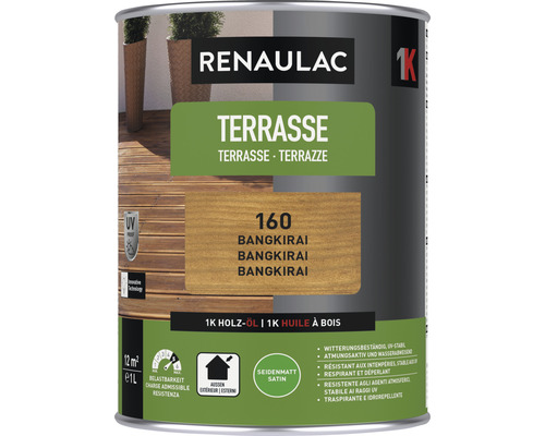 RENAULAC Terrassenöl seidenmatt bangkirai 1 L Renaulac Terrassenöl Bangkirai 160 in einer Dose