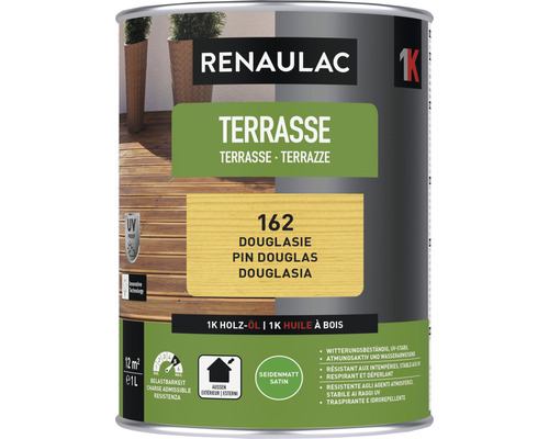 RENAULAC Terrassenöl seidenmatt douglasie 1 L Renaulac Terrassenöl Douglasie, Dose mit einem Liter Inhalt