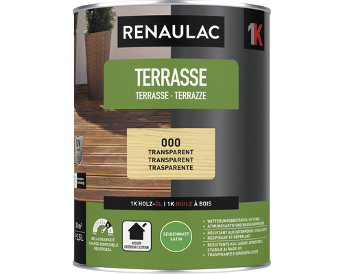 RENAULAC Terrassenöl seidenmatt transparent 2,5 L Renaulac Terrassen Holzöl, transparent, seidenmatt, 2,5 Liter