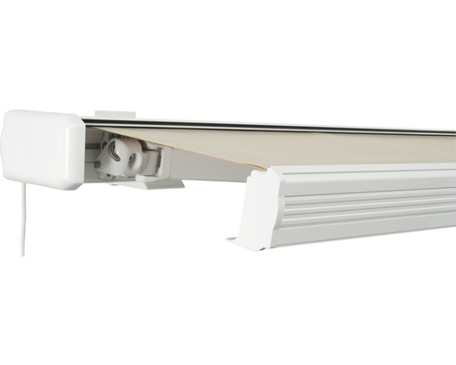 SOLUNA Kassettenmarkise Exquisit 4x3 Stoff Dessin 320930 Gestell RAL 9010 reinweiß Anrtrieb links ink. Motor und Wandschalter SOLUNA Kassettenmarkise Exquisit 4x3 Stoff Dessin 320930 Gestell RAL 9010 reinweiß Anrtrieb links ink. Motor und Wandschalter