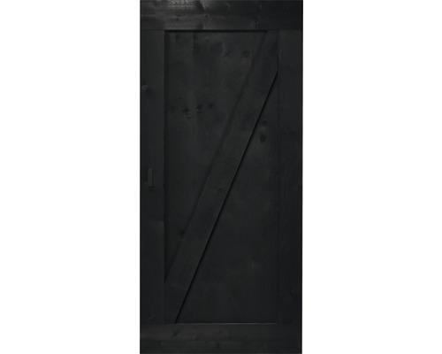 Schwarze Holztür mit Z-Strebe
