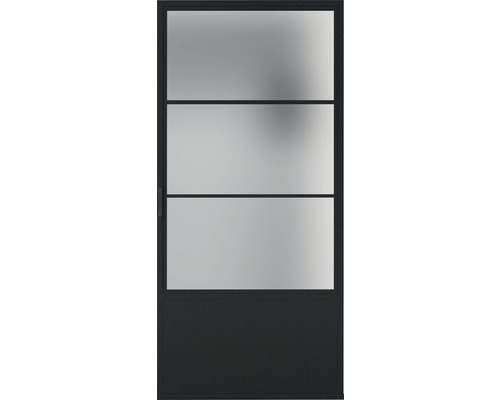 Innentür mit drei Glasscheiben und Metalleinfassung