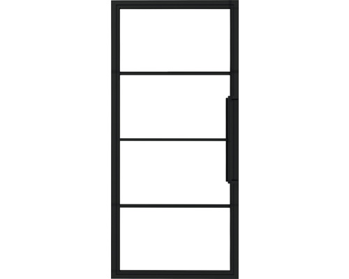 Pertura Zimmertür Komplettset Jarn 02 Clear 833x2015 mm Rechts inkl.Profilrahmen,Griff-Set Schwarze Innentür mit drei horizontalen Sprossen
