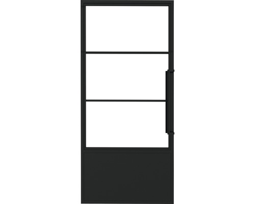 Pertura Zimmertür Komplettset Jarn 04 Clear 933x2315 mm Rechts inkl.Profilrahmen,Griff-Set Schwarze Innentür mit Glaseinsätzen und Griff