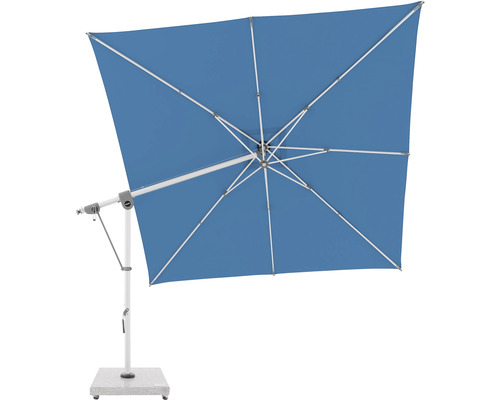 Quadratischer Sonnenschirm mit seitlichem Mast und Fuß