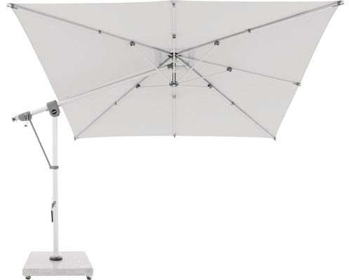 Quadratischer, freitragender Sonnenschirm mit Sockel