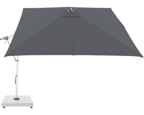 Quadratischer Ampelschirm mit Standfuß für den Außenbereich