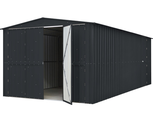 Metall Gerätehaus mit geöffneter Tür