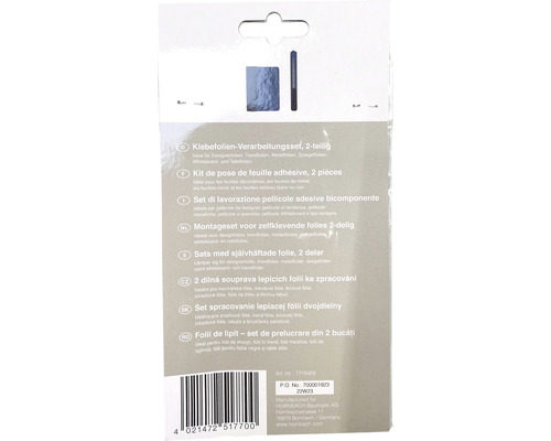 Zweiteiliges Klebefolien-Verarbeitungsset für Designfolien, Trendfolien, Metallfolien, Spiegelfolien, Whiteboards und Tafeln