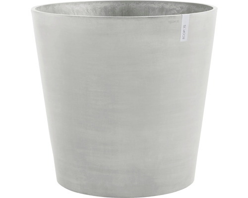 Pflanztopf Ecopots Amsterdam mit Rollen Kunststoff Ø 60 cm H 56 cm weißgrau Grauer Pflanztopf aus Kunststoff