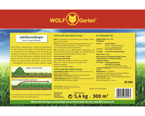 Wolf Garten Jubiläumsdünger Rasen Langzeitdünger für 300 Quadratmeter