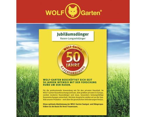Wolf Garten Jubiläumsdünger Rasen-Langzeitdünger Produktverpackung